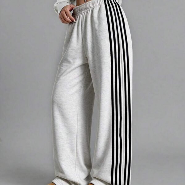 Elorivane Women's Grey Wide Leg Sweatpants, Drawstring Waist Casual Commute Trousers Autumn