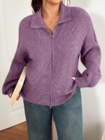 Elorivane Plus Size Gray Casual Sweater, Versatile Knit Top for Office, Fall Winter Wear - Image 26