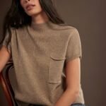 Elorivane Women Rib Knit Sweater, Mock Neck Short Sleeve Western Cowgirl Fall Winter Basic Top