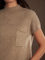 Elorivane Women Rib Knit Sweater, Mock Neck Short Sleeve Western Cowgirl Fall Winter Basic Top - Image 2