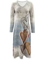 Elorivane Plus Size Washed Blue Heart Print Maxi Dress V-Neck Long Sleeve Vintage Western Boho Cowgirl Loose Dress for Fall Casual Wear - Image 10