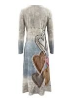 Elorivane Plus Size Washed Blue Heart Print Maxi Dress V-Neck Long Sleeve Vintage Western Boho Cowgirl Loose Dress for Fall Casual Wear - Image 9