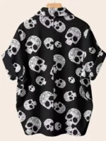 Elorivane Plus Size Halloween Bat & Pumpkin Print Shirt - Image 37