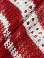 Elorivane Plus Size Contrast Striped Round Neck Knit Top Cutout Crochet Details Loose Fit for Spring Summer Casual Wear - Image 31