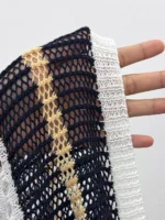 Elorivane Plus Size Contrast Striped Round Neck Knit Top Cutout Crochet Details Loose Fit for Spring Summer Casual Wear - Image 37