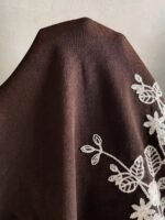 Elorivane Plus Size Brown Floral Embroidered Shirt, Elegant Versatile Top for Office Brunch Evening, Autumn Casual Wear - Image 10