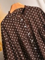 Elorivane Plus Size Polka Dot Shirt, Long Sleeve Button Casual Spring Autumn Daily Outwear - Image 5