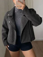 Elorivane Plus Size Wool-Like Trench Coat, Loose Thickened Casual Commuter Autumn Winter Outerwear - Image 4
