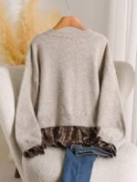Elorivane Plus Contrast Plaid Drop Shoulder Sweater - Image 4