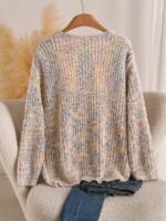 Elorivane Plus V-Neck Colorful Chunky Knit Pullover Sweater, Winter Top - Image 6