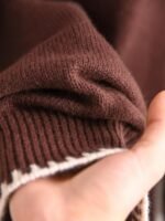 Elorivane Plus Size Brown Colorblock Sweater, Zip-Up French Soft Knit Pullover, Commuter Vacation Autumn Top - Image 8