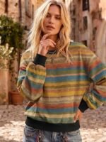 Elorivane Plus Size Vintage Floral Patchwork Sweatshirt, Crew Neck Pullover Top, Fall Winter Casual Wear - Image 3