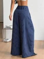 Elorivane Women Brown Striped Cargo Pants, Oversized Curved Hem Vintage Summer Fall Streetwear Trousers - Image 30