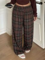 Elorivane Plus Size Plaid Pajama Pants, Elastic Waist Loose Casual Trousers - Image 27