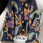 Elorivane Plus Size Fair Isle Floral Gem Button Crew Neck Knit Cardigan