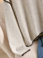 Elorivane Plus Size Apricot Sweater, Cross-Stitch Drop Shoulder Loose Pullover, Minimalist Autumn Winter Casual Top - Image 5