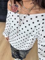 Elorivane Women Plus Size Grey Wash Sweatshirt, Asymmetrical Shoulder Grommet Long Sleeve Y2K Fall Winter Top - Image 30