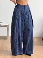 Elorivane Women Brown Striped Cargo Pants, Oversized Curved Hem Vintage Summer Fall Streetwear Trousers - Image 29
