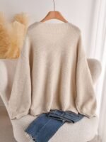 Elorivane Plus Size Heart Knit Cardigan, French Elegant Floral Sweater, Autumn Winter Outerwear - Image 3