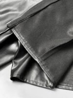 Elorivane Women Plus Size Black PU Cropped Jacket, Long Sleeve Y2K Vintage Streetwear Fall Coat - Image 8