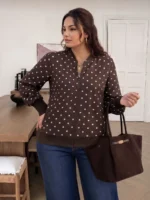 Elorivane Plus Size Floral Patchwork Jacket, Versatile Thin Outerwear for Office Rodeo, Autumn Casual Wear - Image 8