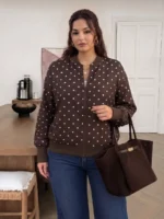 Elorivane Plus Size Floral Patchwork Jacket, Versatile Thin Outerwear for Office Rodeo, Autumn Casual Wear - Image 9