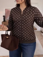 Elorivane Plus Size Floral Patchwork Jacket, Versatile Thin Outerwear for Office Rodeo, Autumn Casual Wear - Image 10