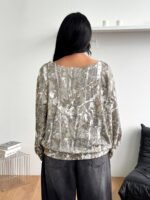 Elorivane Women Plus Size Grey Wash Sweatshirt, Asymmetrical Shoulder Grommet Long Sleeve Y2K Fall Winter Top - Image 15