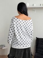 Elorivane Women Plus Size Grey Wash Sweatshirt, Asymmetrical Shoulder Grommet Long Sleeve Y2K Fall Winter Top - Image 32
