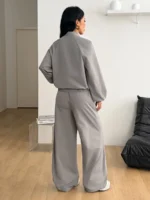 Elorivane Women White 2-Piece Outfit, Reflective Lapel Coat & Parachute Cargo Pants, Streetwear Athleisure Set - Image 42