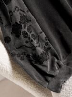Elorivane Plus Size Floral Embroidery Sweatshirt, Crew Neck Long Sleeve Elegant Top, Spring Fall - Image 4