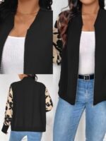 Elorivane Plus Size Floral Patchwork Jacket, Versatile Thin Outerwear for Office Rodeo, Autumn Casual Wear - Image 6