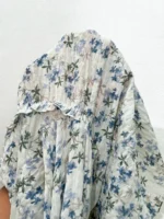 Elorivane Plus Size Ditsy Floral Blouse, Round Neck Frill Trim Long Sleeve Shirt, Fall Winter Daily Going Out Top - Image 7