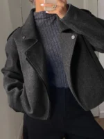 Elorivane Plus Size Wool-Like Trench Coat, Loose Thickened Casual Commuter Autumn Winter Outerwear