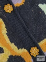 Elorivane Plus Size Fair Isle Floral Gem Button Crew Neck Knit Cardigan - Image 6