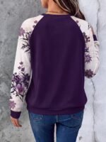 Elorivane Plus Size Floral Print Patchwork Sweatshirt for Fall Winter Casual Wear - Image 9