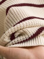 Elorivane Plus Size Striped Sweater, V-Neck Long Sleeve Pullover with Bow Back, Autumn Winter Casual Top - Image 9