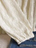 Elorivane Plus Jacquard Top, Apricot Lace Trim Fall Blouse - Image 6