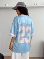Elorivane Unisex Khaki Number Graphic T-Shirt, Loose V-Neck Y2K Streetwear Short Sleeve Top - Image 12