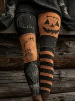 Elorivane Plus Size High Waisted Halloween Print Leggings Stylish Comfortable for Everyday Halloween Wear - Image 7