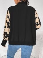 Elorivane Plus Size Floral Patchwork Jacket, Versatile Thin Outerwear for Office Rodeo, Autumn Casual Wear - Image 2