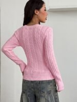 Elorivane Women Brown Vintage Sweater, Preppy Y2K Old Money Casual Fall Winter Pullover - Image 18