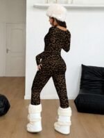 Elorivane Women Leopard Print Bodycon Jumpsuit, Vintage Chic Y2K Streetwear Outfit - Image 6