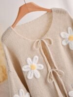 Elorivane Plus Size Heart Knit Cardigan, French Elegant Floral Sweater, Autumn Winter Outerwear - Image 6