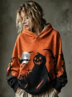Elorivane Plus Size Women Vintage Floral Print Long Sleeve Sweatshirt, Autumn Winter Casual - Image 5
