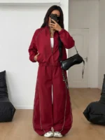 Elorivane Women White 2-Piece Outfit, Reflective Lapel Coat & Parachute Cargo Pants, Streetwear Athleisure Set - Image 32