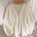 Elorivane Plus Jacquard Top, Apricot Lace Trim Fall Blouse