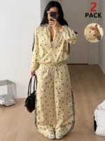Elorivane Women White 2-Piece Outfit, Reflective Lapel Coat & Parachute Cargo Pants, Streetwear Athleisure Set - Image 22