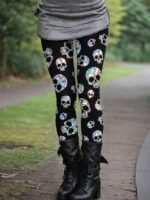 Elorivane Women's Plus Size Floral Print Leggings - Stretchy All-Season Pants, Perfect For Themed Parties - Image 7