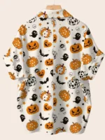 Elorivane Plus Size Halloween Bat & Pumpkin Print Shirt - Image 31